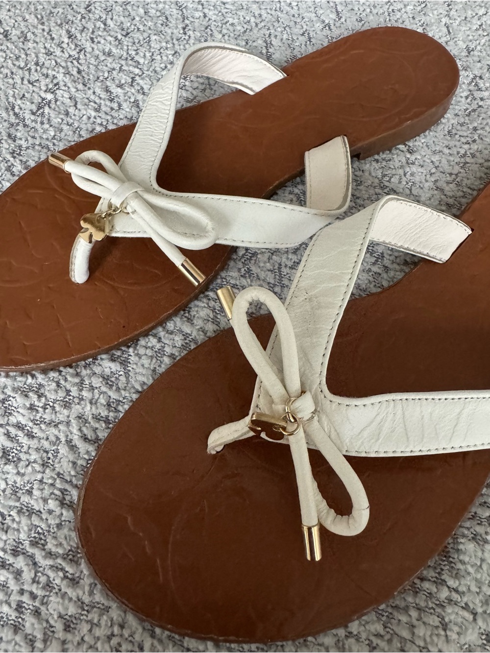 Kate Spade Charles White Leather Bow Sandals Size 6M - Picture 8 of 11